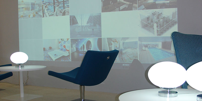 Large video projection inside WT Project stand